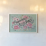 Live in Bloom I Teal by Janelle Penner. shown as a paper print in a white frame. Available as a archival giclee rolled canvas, fine art paper, or poster print. SKU 45945i.