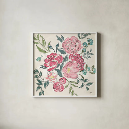 Live in Bloom II - No Words by Janelle Penner. Shown in a crisp white glass frame for a clean and minimalist style. Available as an archival giclee rolled canvas, fine art paper, or poster print. SKU 47200a.