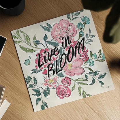 Live in Bloom II by Janelle Penner. Shown as a detailed flat fine art print, highlighting archival giclee quality. Available as an archival giclee rolled canvas, fine art paper, or poster print. SKU 45941a.