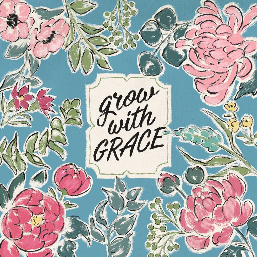 Live in Bloom IV Blue by Janelle Penner. SKU 47199a. Archival Giclee Fine art print for wall decor.