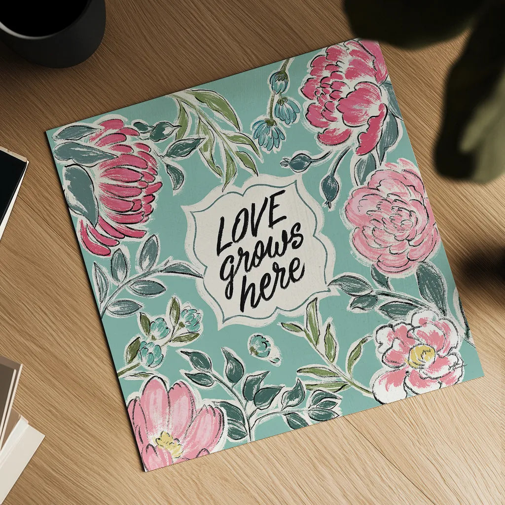 Live in Bloom V by Janelle Penner. Shown as a detailed flat fine art print, highlighting archival giclee quality. Available as an archival giclee rolled canvas, fine art paper, or poster print. SKU 45944a.