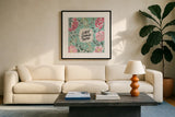 Live in Bloom V by Janelle Penner. Displayed in a glass frame with matte in a clean modern living room. Available as an archival giclee rolled canvas, fine art paper, or poster print. SKU 45944a.