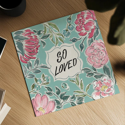 Live in Bloom V Loved by Janelle Penner. Shown as a detailed flat fine art print, highlighting archival giclee quality. Available as an archival giclee rolled canvas, fine art paper, or poster print. SKU 52511a.
