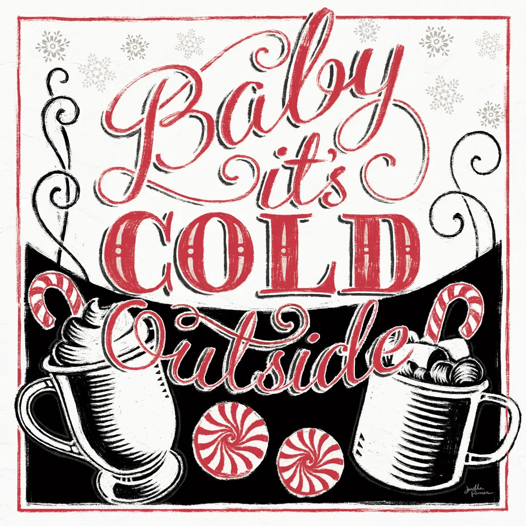 Merry Little Christmas BWR by Janelle Penner. SKU 48702a. Archival Giclee Fine art print for wall decor.