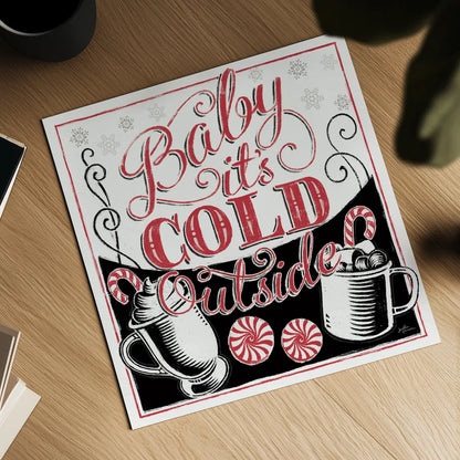 Merry Little Christmas BWR by Janelle Penner. Shown as a detailed flat fine art print, highlighting archival giclee quality. Available as an archival giclee rolled canvas, fine art paper, or poster print. SKU 48702a.