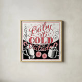 Merry Little Christmas BWR by Janelle Penner. Shown in a natural wood glass frame for a timeless modern aesthetic. Available as an archival giclee rolled canvas, fine art paper, or poster print. SKU 48702a.
