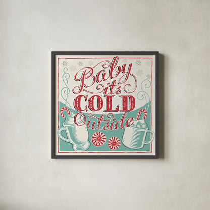 Merry Little Christmas II by Janelle Penner. Shown in a sleek black glass frame for a contemporary gallery look. Available as an archival giclee rolled canvas, fine art paper, or poster print. SKU 36039a.