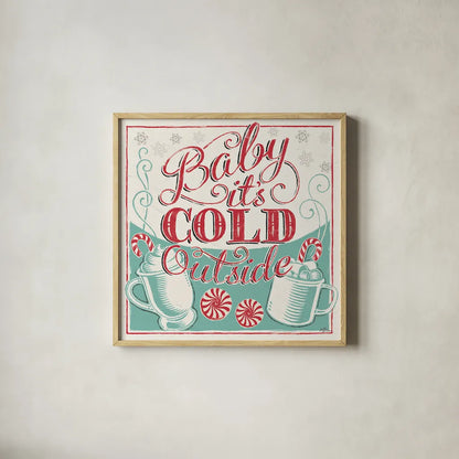 Merry Little Christmas II by Janelle Penner. Shown in a natural wood glass frame for a timeless modern aesthetic. Available as an archival giclee rolled canvas, fine art paper, or poster print. SKU 36039a.