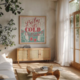 Merry Little Christmas II by Janelle Penner. Shown in a natural wood frame in a cozy modern living room. Available as an archival giclee rolled canvas, fine art paper, or poster print. SKU 36039a.