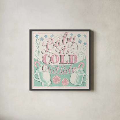 Merry Little Christmas II Vintage by Janelle Penner. Shown in a sleek black glass frame for a contemporary gallery look. Available as an archival giclee rolled canvas, fine art paper, or poster print. SKU 50973a.