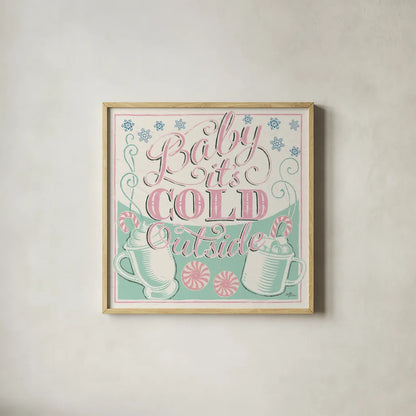 Merry Little Christmas II Vintage by Janelle Penner. Shown in a natural wood glass frame for a timeless modern aesthetic. Available as an archival giclee rolled canvas, fine art paper, or poster print. SKU 50973a.
