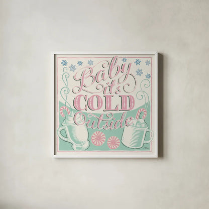 Merry Little Christmas II Vintage by Janelle Penner. Shown in a crisp white glass frame for a clean and minimalist style. Available as an archival giclee rolled canvas, fine art paper, or poster print. SKU 50973a.