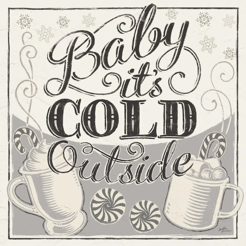 Merry Little Christmas II White Gray by Janelle Penner. SKU 66640a. Archival Giclee Fine art print for wall decor.