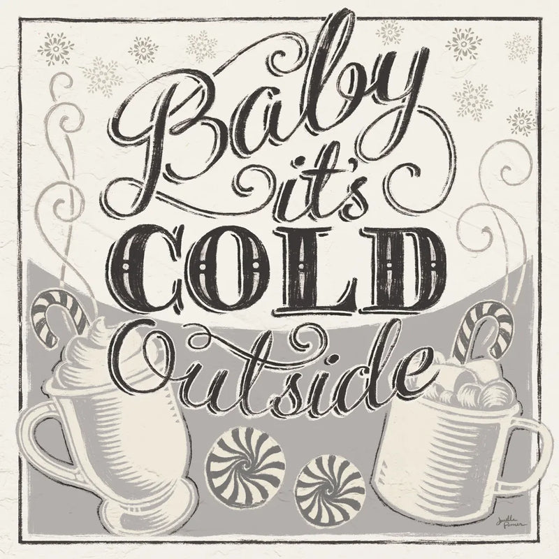 Merry Little Christmas II White Gray by Janelle Penner. SKU 66640a. Archival Giclee Fine art print for wall decor.