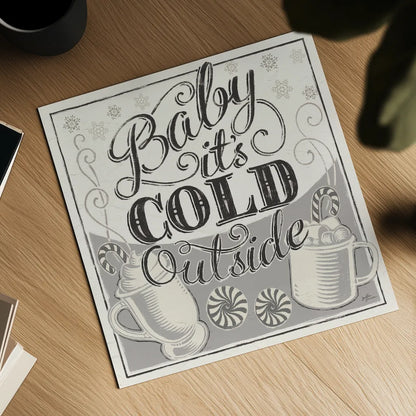 Merry Little Christmas II White Gray by Janelle Penner. Shown as a detailed flat fine art print, highlighting archival giclee quality. Available as an archival giclee rolled canvas, fine art paper, or poster print. SKU 66640a.