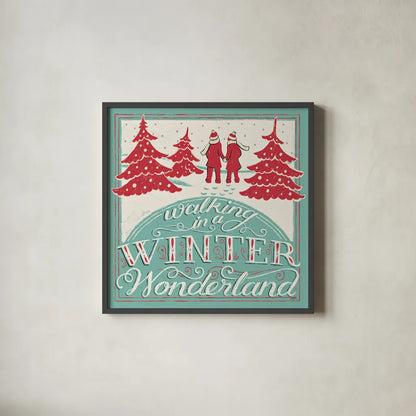 Merry Little Christmas III by Janelle Penner. Shown in a sleek black glass frame for a contemporary gallery look. Available as an archival giclee rolled canvas, fine art paper, or poster print. SKU 36040a.