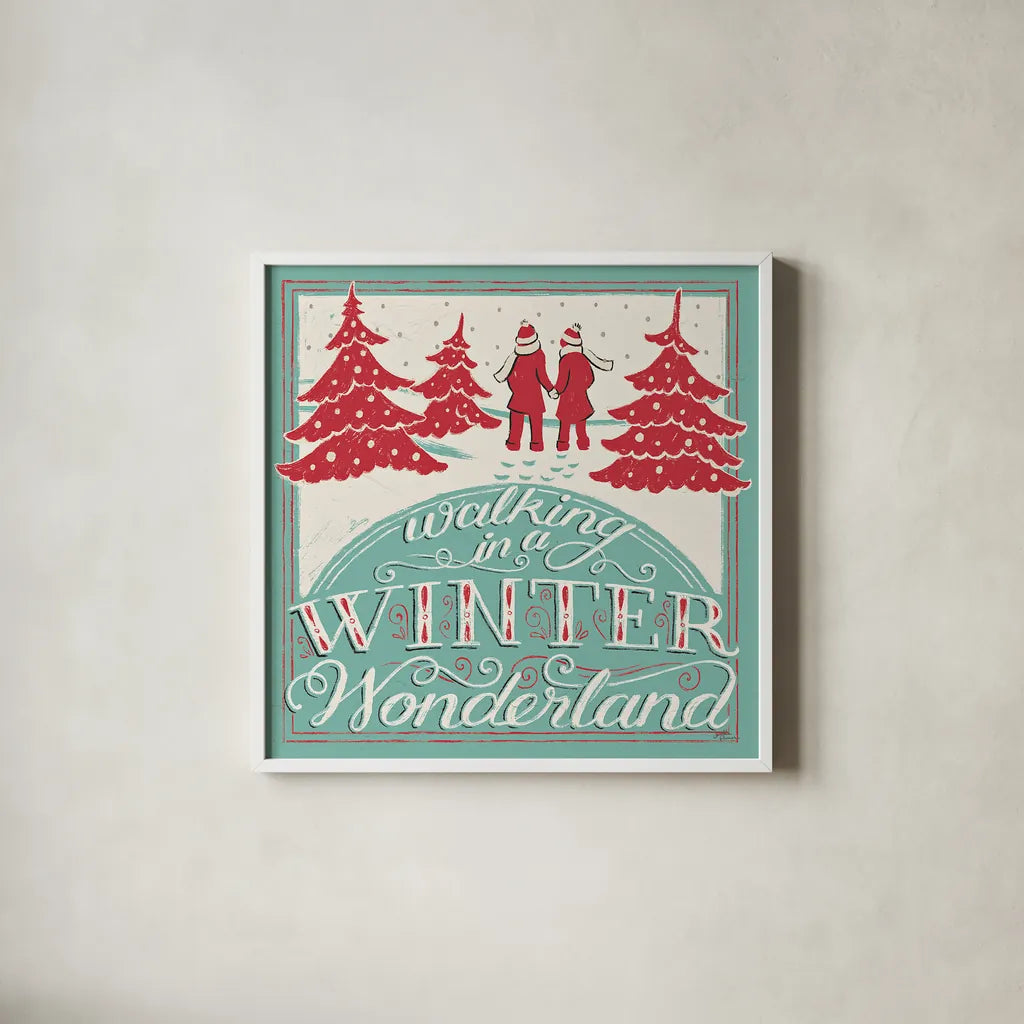 Merry Little Christmas III by Janelle Penner. Shown in a crisp white glass frame for a clean and minimalist style. Available as an archival giclee rolled canvas, fine art paper, or poster print. SKU 36040a.