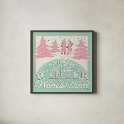 Merry Little Christmas III Vintage by Janelle Penner. Shown in a sleek black glass frame for a contemporary gallery look. Available as an archival giclee rolled canvas, fine art paper, or poster print. SKU 50974a.