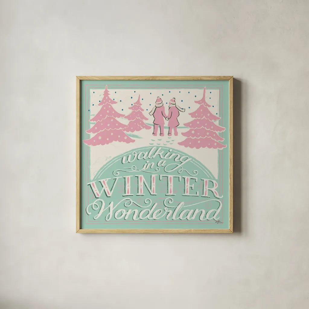 Merry Little Christmas III Vintage by Janelle Penner. Shown in a natural wood glass frame for a timeless modern aesthetic. Available as an archival giclee rolled canvas, fine art paper, or poster print. SKU 50974a.