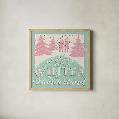 Merry Little Christmas III Vintage by Janelle Penner. Shown in a natural wood glass frame for a timeless modern aesthetic. Available as an archival giclee rolled canvas, fine art paper, or poster print. SKU 50974a.