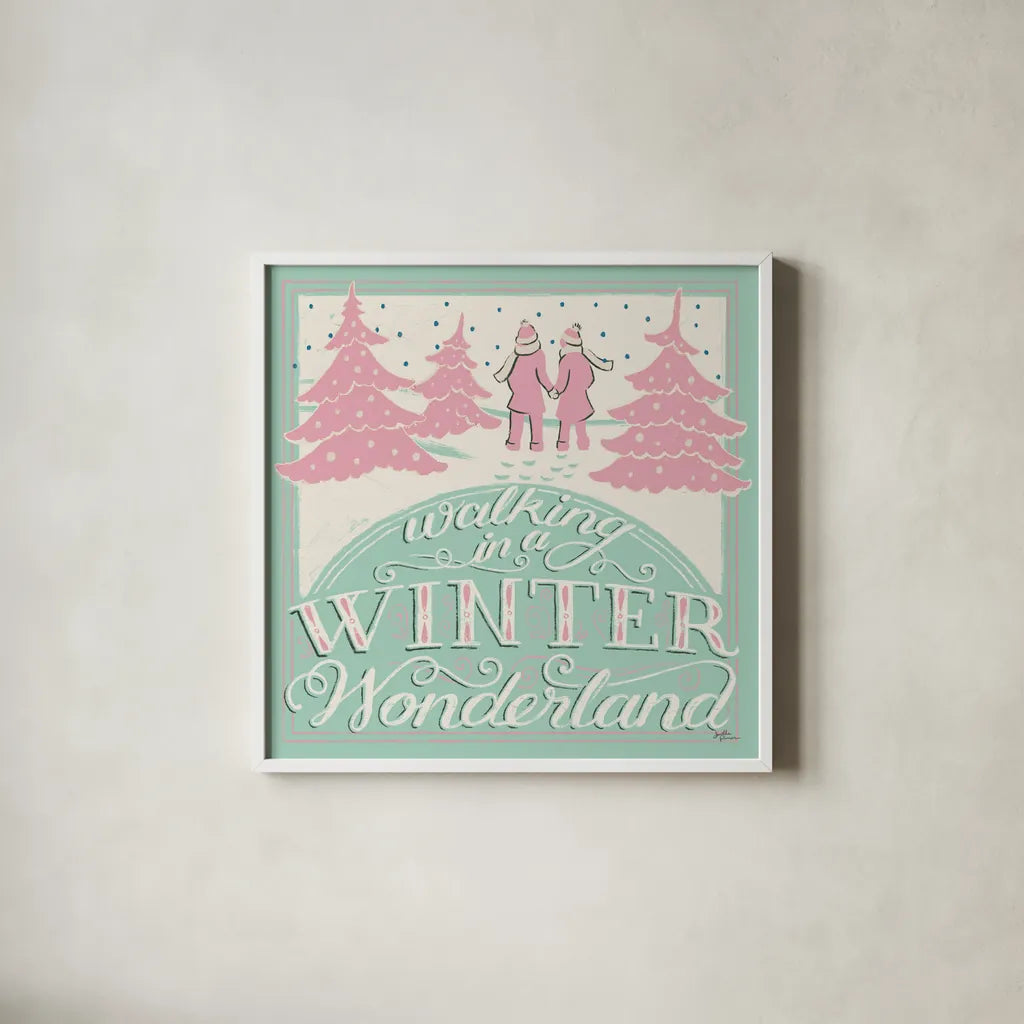 Merry Little Christmas III Vintage by Janelle Penner. Shown in a crisp white glass frame for a clean and minimalist style. Available as an archival giclee rolled canvas, fine art paper, or poster print. SKU 50974a.