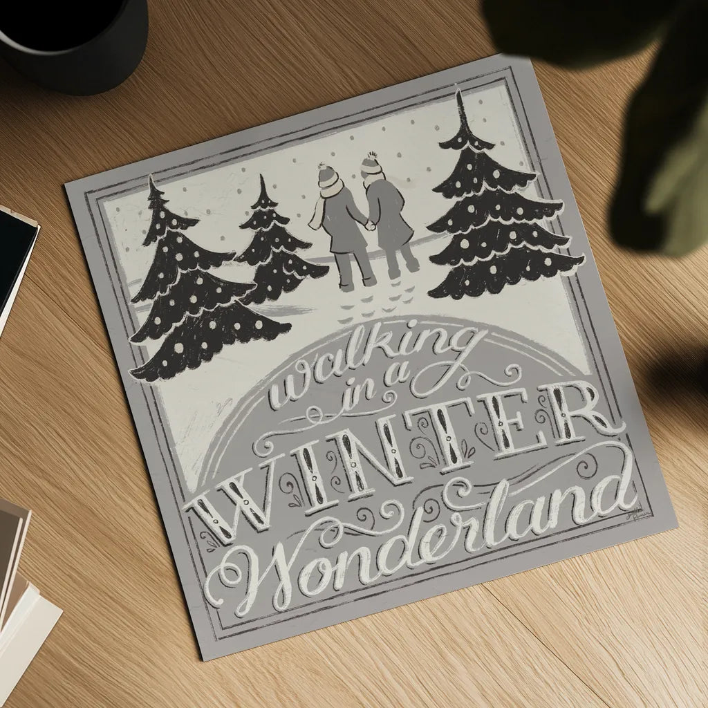 Merry Little Christmas III White Gray by Janelle Penner. Shown as a detailed flat fine art print, highlighting archival giclee quality. Available as an archival giclee rolled canvas, fine art paper, or poster print. SKU 66641a.