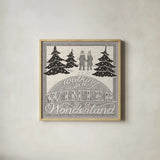 Merry Little Christmas III White Gray by Janelle Penner. Shown in a natural wood glass frame for a timeless modern aesthetic. Available as an archival giclee rolled canvas, fine art paper, or poster print. SKU 66641a.