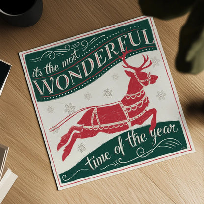 Merry Little Christmas IV Green by Janelle Penner. Shown as a detailed flat fine art print, highlighting archival giclee quality. Available as an archival giclee rolled canvas, fine art paper, or poster print. SKU 57502a.