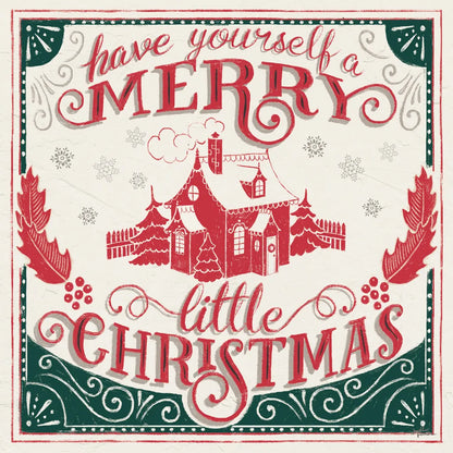 Merry Little Christmas V Green by Janelle Penner. SKU 57503a. Archival Giclee Fine art print for wall decor.