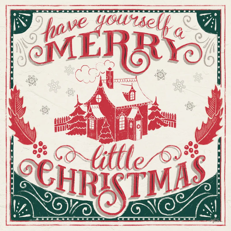 Merry Little Christmas V Green by Janelle Penner. SKU 57503a. Archival Giclee Fine art print for wall decor.