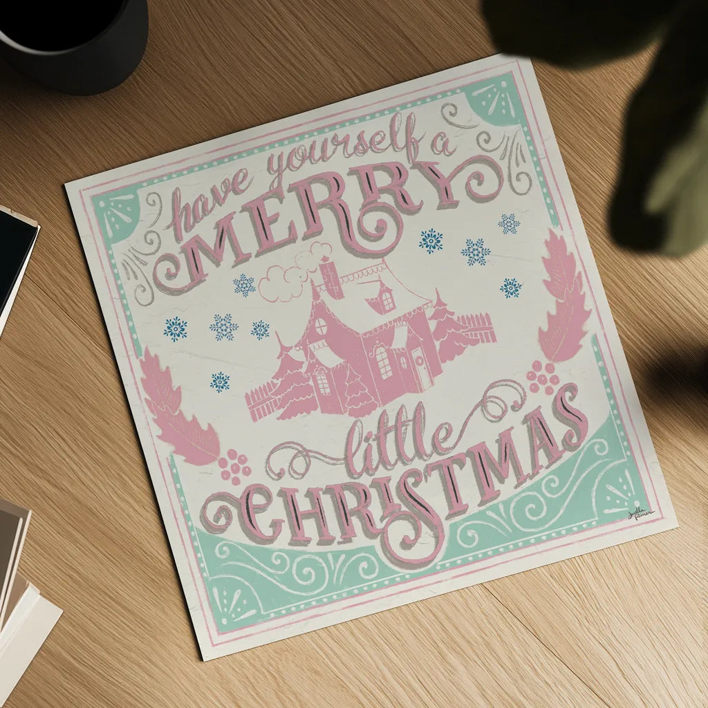 Merry Little Christmas V Vintage by Janelle Penner. Shown as a detailed flat fine art print, highlighting archival giclee quality. Available as an archival giclee rolled canvas, fine art paper, or poster print. SKU 50976a.