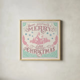 Merry Little Christmas V Vintage by Janelle Penner. Shown in a natural wood glass frame for a timeless modern aesthetic. Available as an archival giclee rolled canvas, fine art paper, or poster print. SKU 50976a.