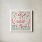 Merry Little Christmas V Vintage by Janelle Penner. Shown in a crisp white glass frame for a clean and minimalist style. Available as an archival giclee rolled canvas, fine art paper, or poster print. SKU 50976a.