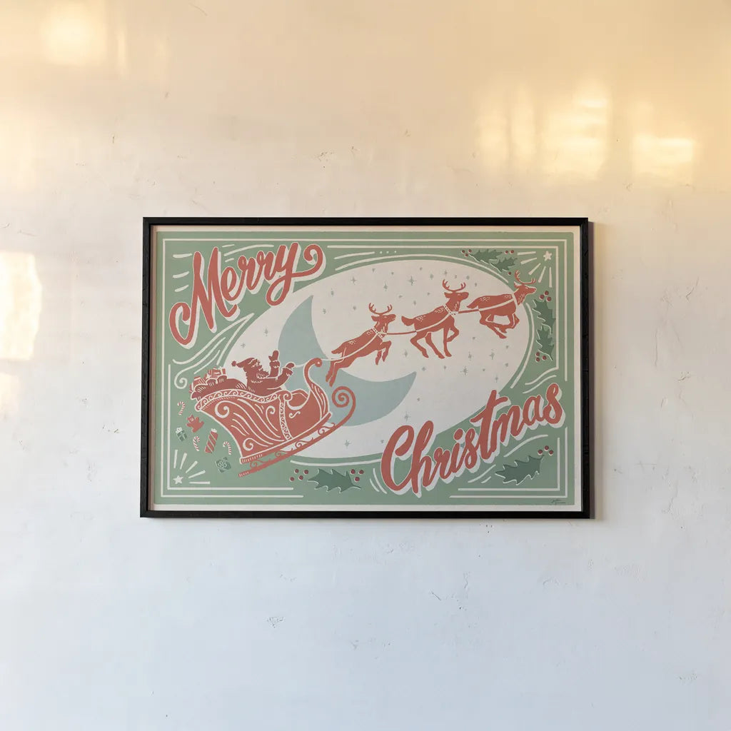 Naughty and Nice I Merry Chrstmas by Janelle Penner. shown as a paper print in a black flame. Available as a archival giclee rolled canvas, fine art paper, or poster print. SKU 68346i.