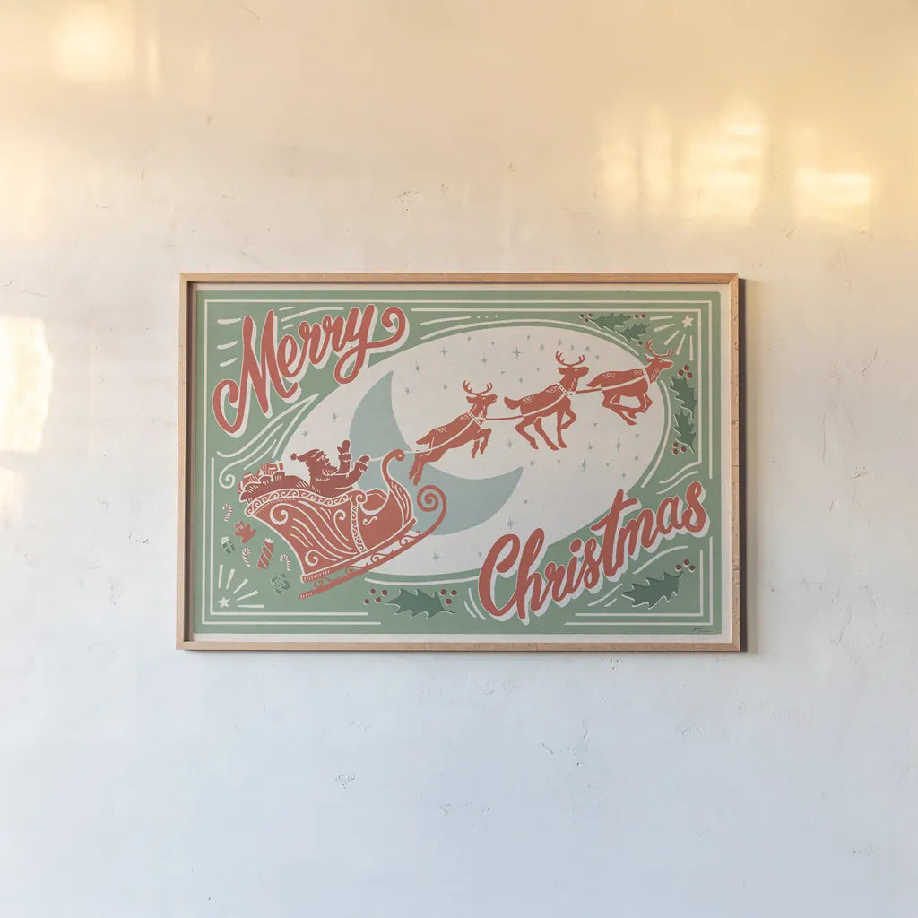 Naughty and Nice I Merry Chrstmas by Janelle Penner. shown as a paper print in a natural frame. Available as a archival giclee rolled canvas, fine art paper, or poster print. SKU 68346i.
