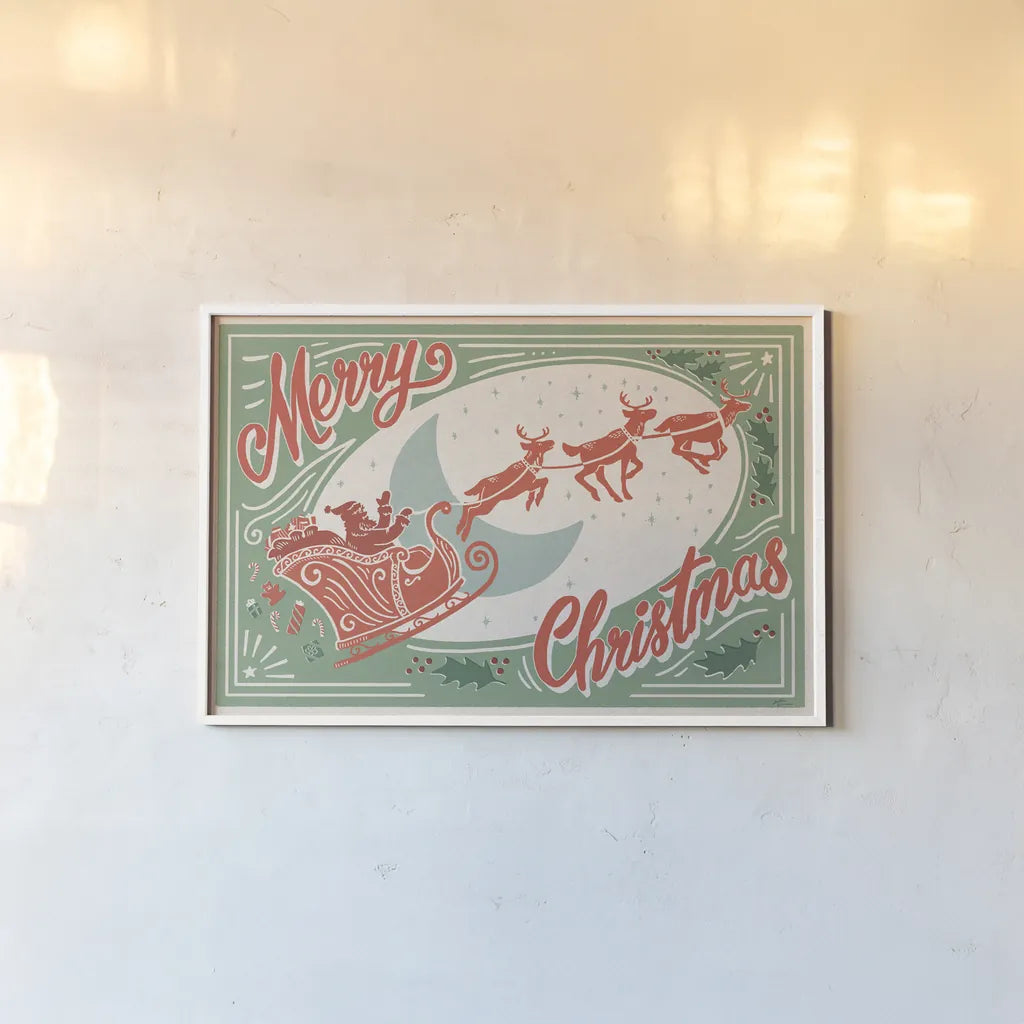 Naughty and Nice I Merry Chrstmas by Janelle Penner. shown as a paper print in a white frame. Available as a archival giclee rolled canvas, fine art paper, or poster print. SKU 68346i.