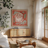 Naughty and Nice II by Janelle Penner. Shown in a natural wood frame in a cozy modern living room. Available as an archival giclee rolled canvas, fine art paper, or poster print. SKU 66144a.