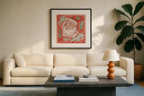 Naughty and Nice II by Janelle Penner. Displayed in a glass frame with matte in a clean modern living room. Available as an archival giclee rolled canvas, fine art paper, or poster print. SKU 66144a.