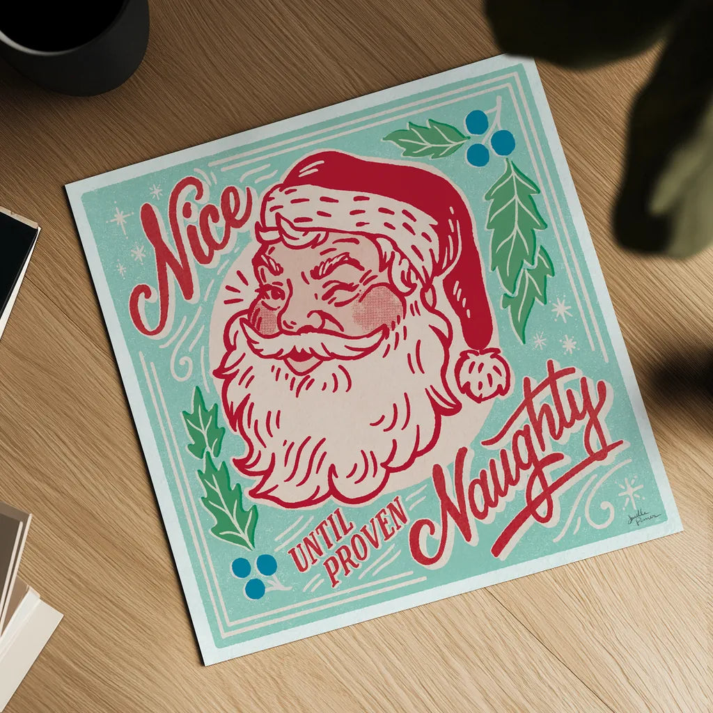 Naughty and Nice II Bright by Janelle Penner. Shown as a detailed flat fine art print, highlighting archival giclee quality. Available as an archival giclee rolled canvas, fine art paper, or poster print. SKU 76821a.