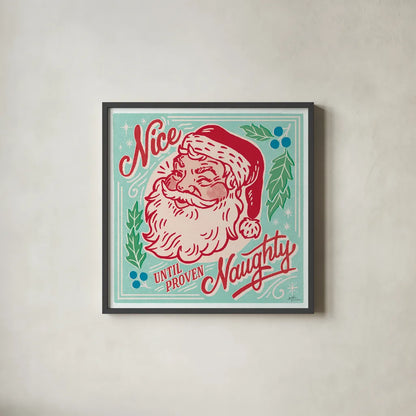 Naughty and Nice II Bright by Janelle Penner. Shown in a sleek black glass frame for a contemporary gallery look. Available as an archival giclee rolled canvas, fine art paper, or poster print. SKU 76821a.