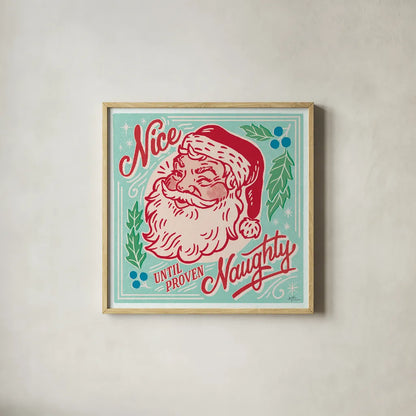 Naughty and Nice II Bright by Janelle Penner. Shown in a natural wood glass frame for a timeless modern aesthetic. Available as an archival giclee rolled canvas, fine art paper, or poster print. SKU 76821a.