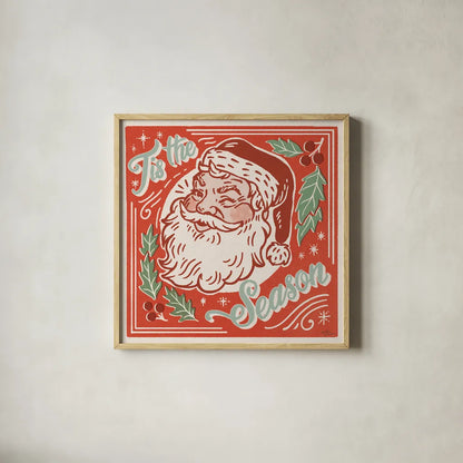 Naughty and Nice II Tis the Season by Janelle Penner. Shown in a natural wood glass frame for a timeless modern aesthetic. Available as an archival giclee rolled canvas, fine art paper, or poster print. SKU 68347a.