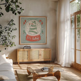 Naughty and Nice III by Janelle Penner. Shown in a natural wood frame in a cozy modern living room. Available as an archival giclee rolled canvas, fine art paper, or poster print. SKU 66145a.
