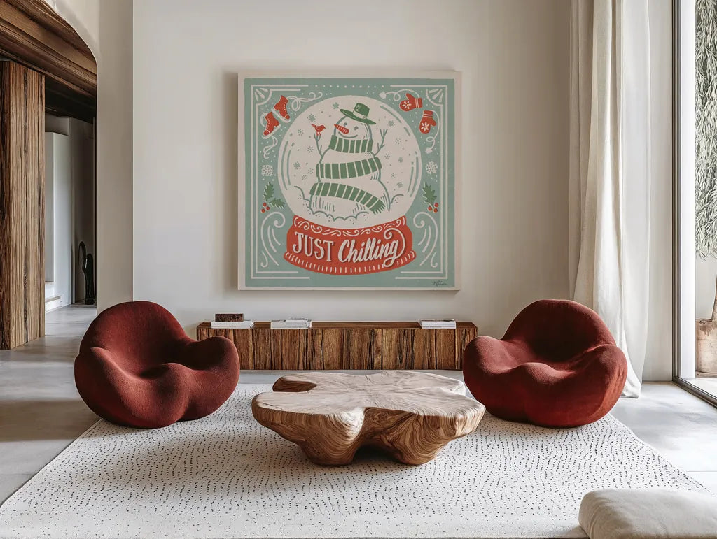 Naughty and Nice III by Janelle Penner. Shown as extra-large giant wall art in a modern living room. Available as an archival giclee rolled canvas, fine art paper, or poster print. SKU 66145a.
