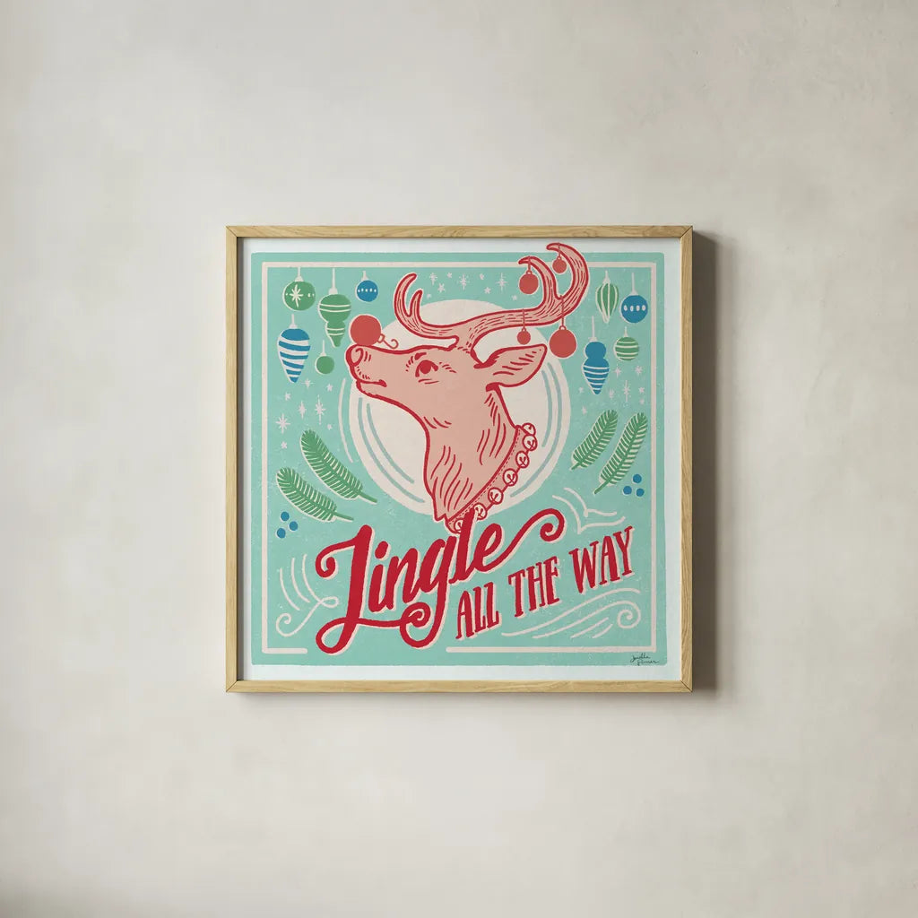 Naughty and Nice IV Bright by Janelle Penner. Shown in a natural wood glass frame for a timeless modern aesthetic. Available as an archival giclee rolled canvas, fine art paper, or poster print. SKU 67595a.