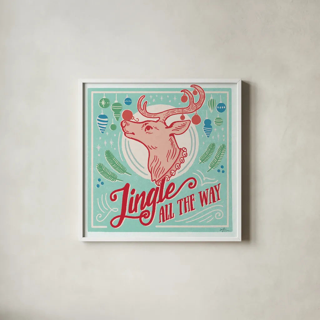 Naughty and Nice IV Bright by Janelle Penner. Shown in a crisp white glass frame for a clean and minimalist style. Available as an archival giclee rolled canvas, fine art paper, or poster print. SKU 67595a.