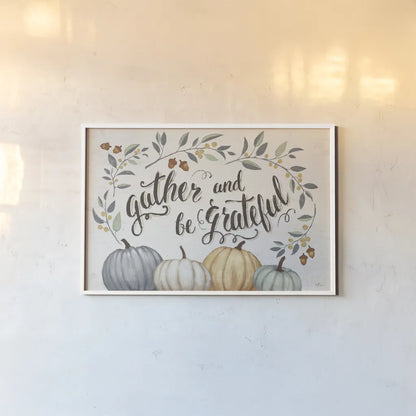 Our Home IV Gather by Janelle Penner. shown as a paper print in a white frame. Available as a archival giclee rolled canvas, fine art paper, or poster print. SKU 47600i.