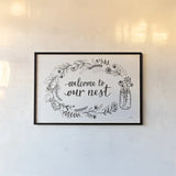 Our Nest I by Janelle Penner. shown as a paper print in a black flame. Available as a archival giclee rolled canvas, fine art paper, or poster print. SKU 33492i.