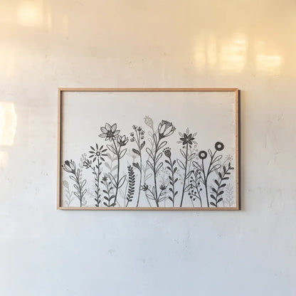 Our Nest IX Florals by Janelle Penner. shown as a paper print in a natural frame. Available as a archival giclee rolled canvas, fine art paper, or poster print. SKU 84044i.