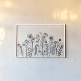 Our Nest IX Florals by Janelle Penner. shown as a paper print in a white frame. Available as a archival giclee rolled canvas, fine art paper, or poster print. SKU 84044i.